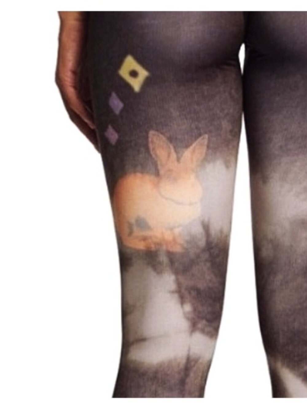 Teeki Hot Pant Rabbit Hole Bunny High-Rise Waist Recycled Sustainable Leggings S - Picture 6 of 11